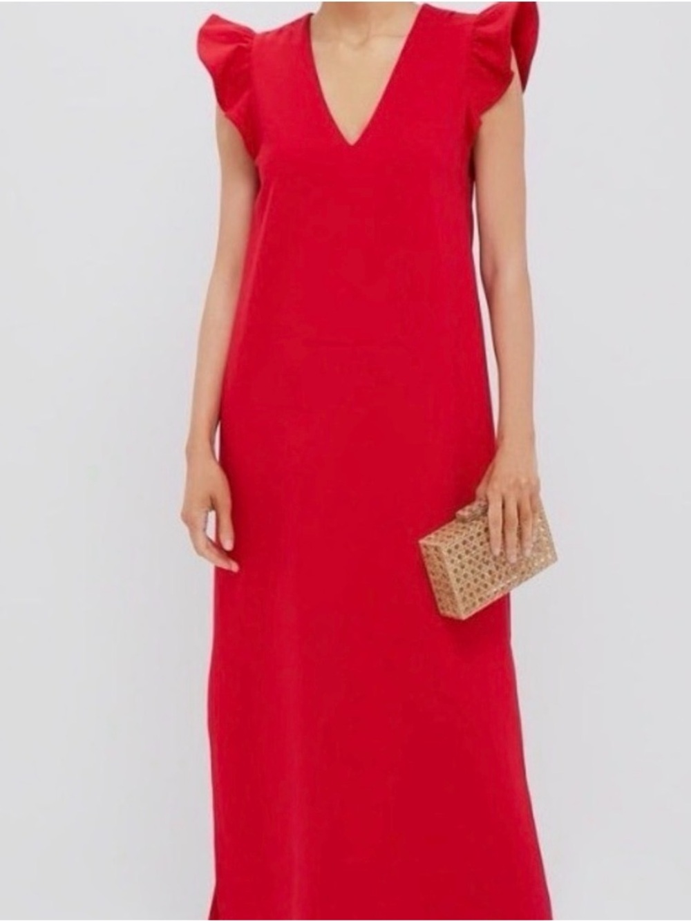 Pomander Place Tuckernuck Miko Flutter Sleeve Maxi Dress Red XL V-Neck NWT